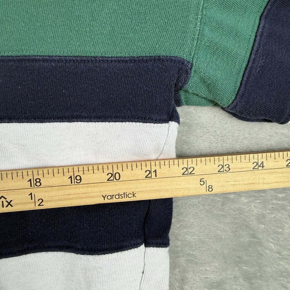 Vintage Bridges Great Outdoors Rugby Shirt Green Navy Striped Cotton Large - Picture 7 of 8
